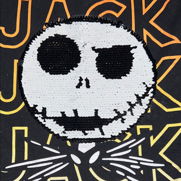Kids Jack Skellington Sequin Long Sleeve Shirt - Size XS 4/5 - Picture 3 of 5